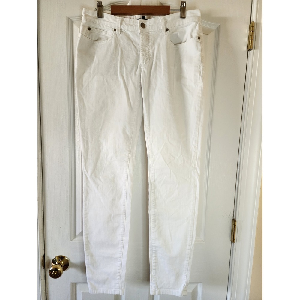 Eileen Fisher Women White Organic Cotton Skinny Jeans Size 8 Preppy Clean Girl